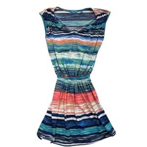 Tori Richard Honolulu Mini Dress Womens S Striped‎ Sleeveless Knit